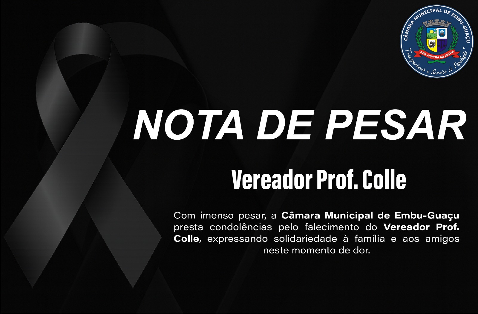 LUTO OFICIAL PELO FALECIMENTO DO VEREADOR PROF. COLLE