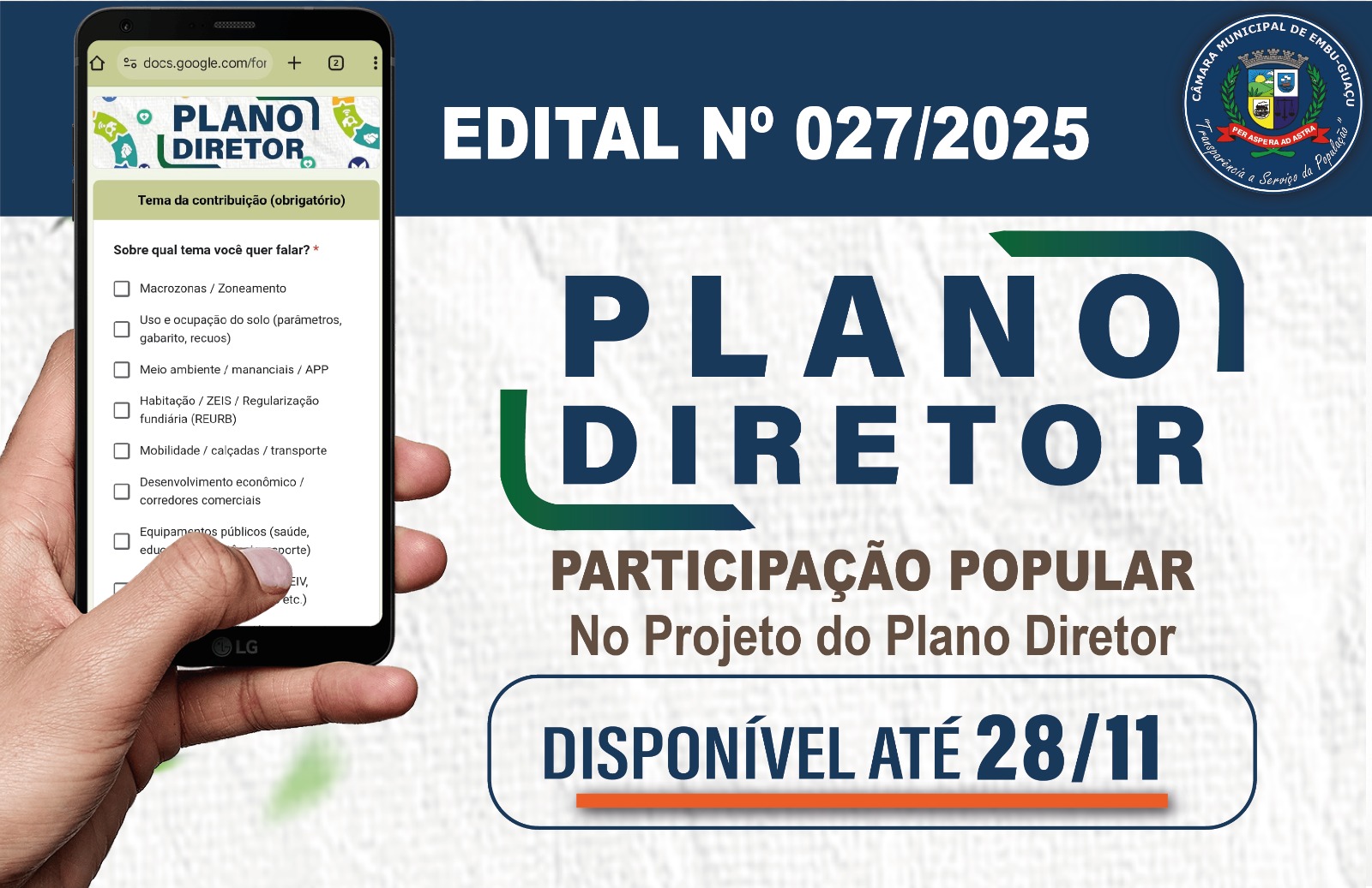 SUGESTÕES DE EMENDAS AO PLANO DIRETOR - (Edital nº 027/2025)